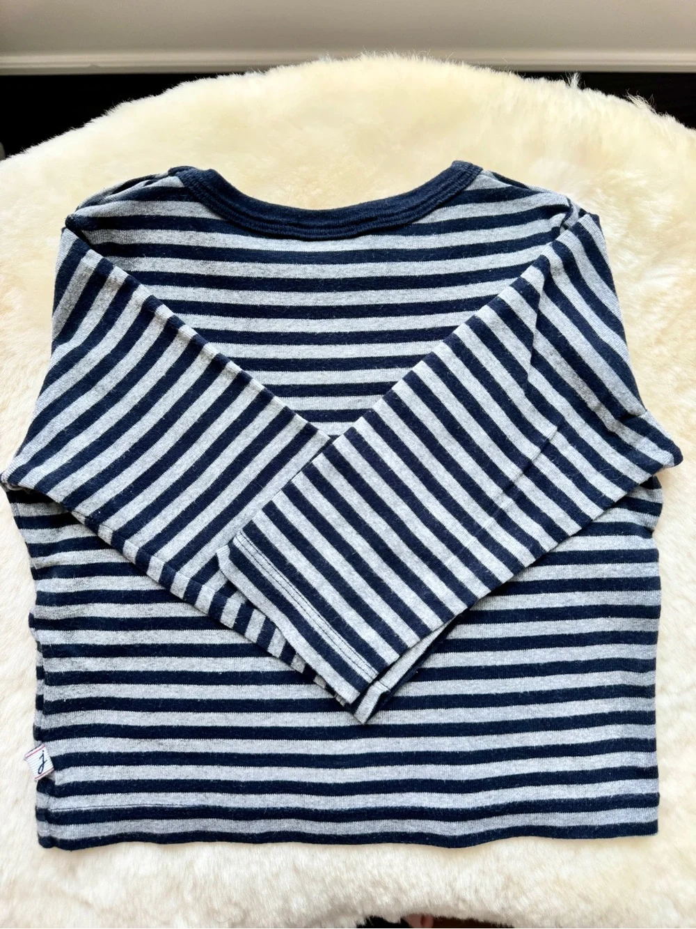 Jacadi Baby Striped Navy & Grey Long-Sleeve Top